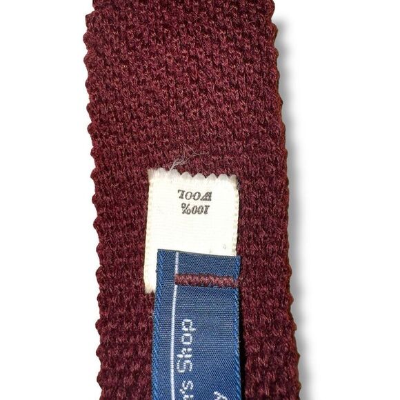 70s J.C. Penny The Men’s Shop Burgundy Red Knit Handmade in USA 100% Wool Neck T - Picture 3 of 3